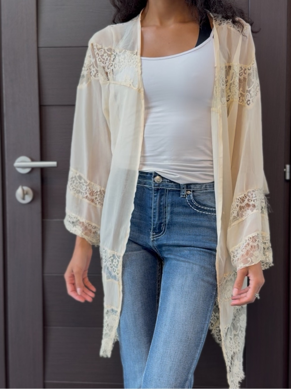 ASOS Cream Lace Detail Robe